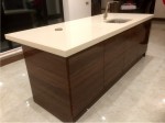 Gloss Ivory Kitchen with Gloss Walnut Island - design and installation by Barrett Kitchens, County Donegal, Ireland