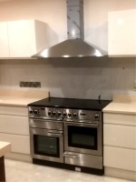 Gloss Ivory Kitchen with Gloss Walnut Island