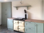 Handpainted Sage Green Kitchen - with Solid Oak Worktop designed and fitted by Barrett Kitchens, Letterkenny, County Donegal, Ireland