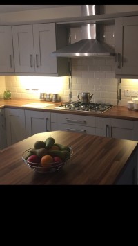 Painted walnut kitchen with walnut worktop