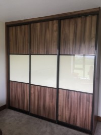 Walnut and cream glass